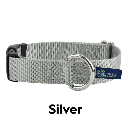 Hot Dog Collars - 5/8″ and 1″ Silver Nylon Dog Collar - cpb_hybrid