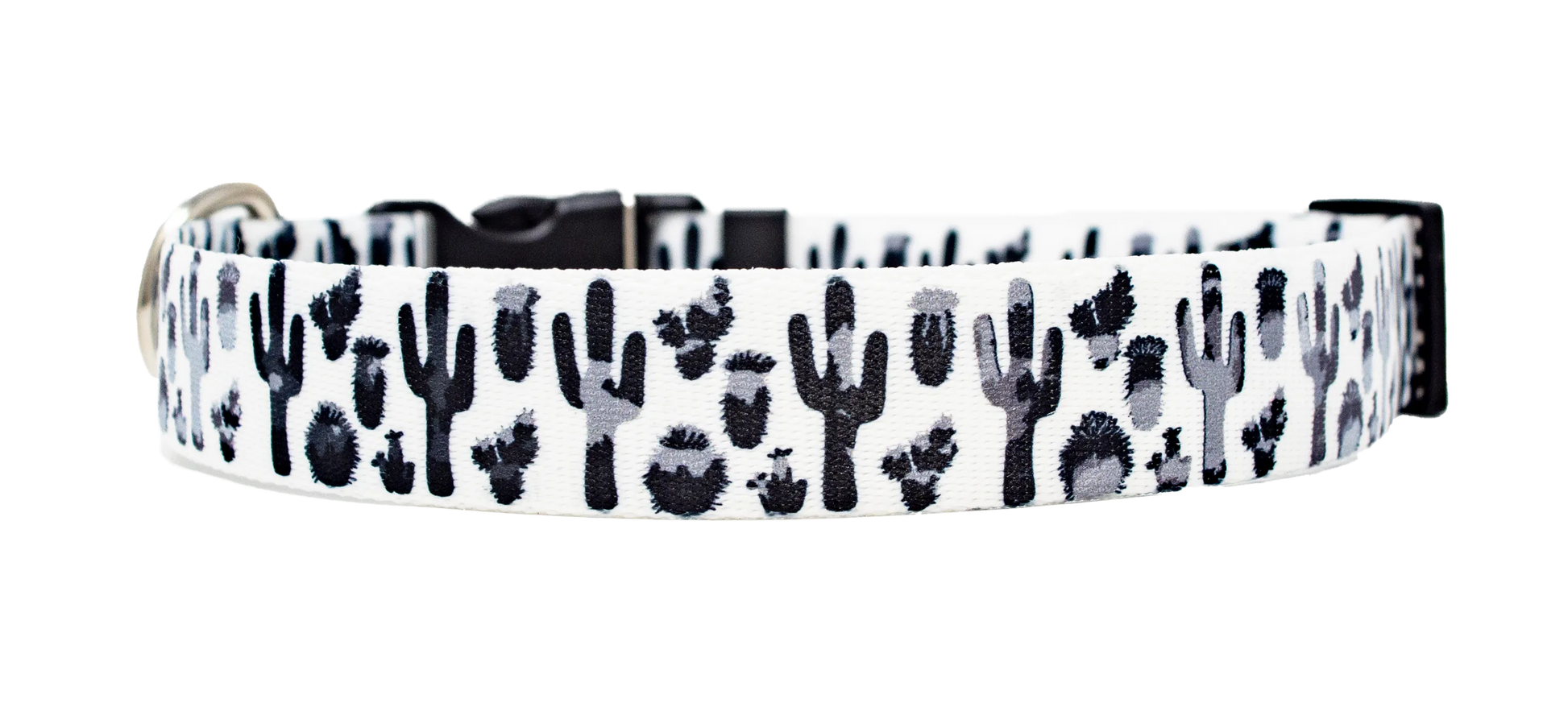 Hot Dog Collars - Black and White Cactus Dog Collar