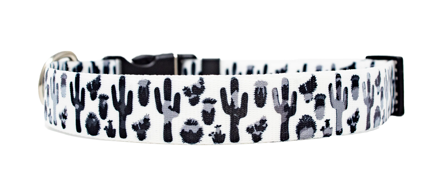 Hot Dog Collars - Black and White Cactus Dog Collar