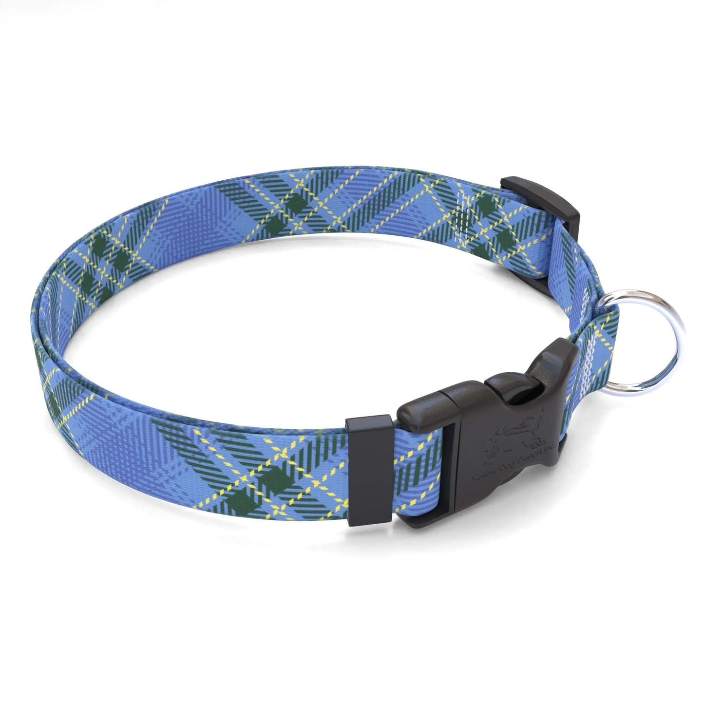 Hot Dog Collars - Personalized Blue Kilt Plaid Dog Collar - Collars