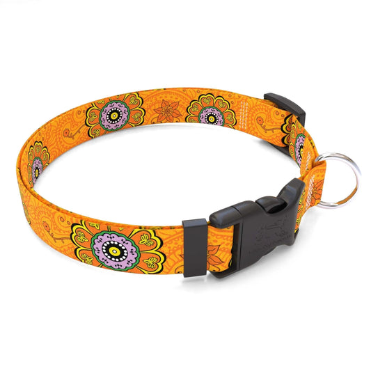 Hot Dog Collars - Personalized Folk Flowers Dog Collar - cpb_hybrid