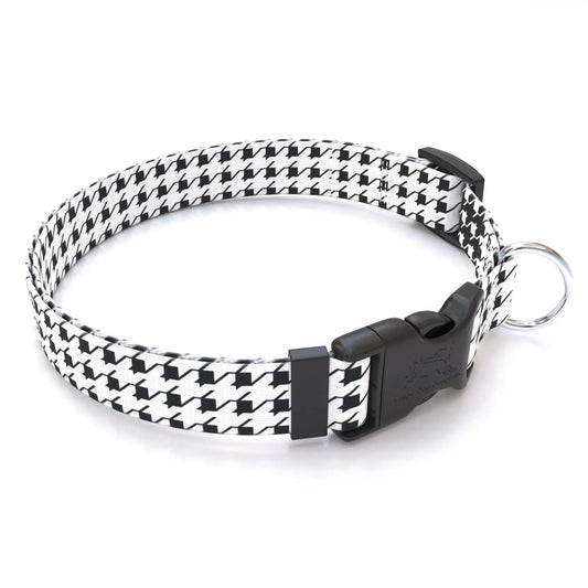 Hot Dog Collars - Personalized Houndstooth White and Black Dog Collar - cpb_hybrid