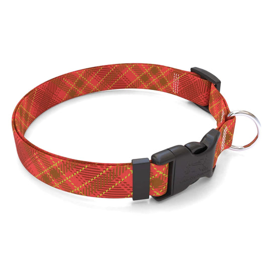 Hot Dog Collars - Personalized Red Kilt Plaid Dog Collar - cpb_hybrid