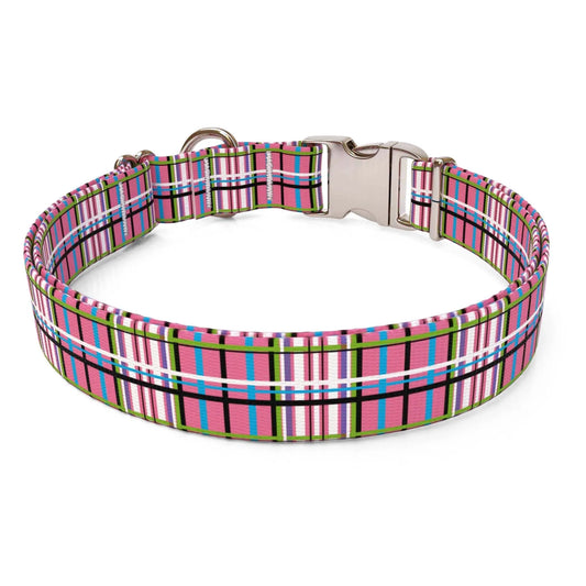 Hot Dog Collars - Personalized Tartan Plaid Pink Dog Collar - cpb_hybrid