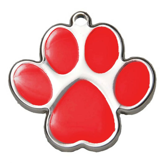 Hot Dog Collars - Red Paw Print Dog ID Tag - With Engraving - cpb_hybrid