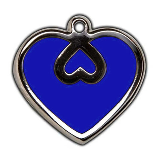 Hot Dog Collars - Royal Blue Heart Dog ID Tag - With Engraving - cpb_hybrid