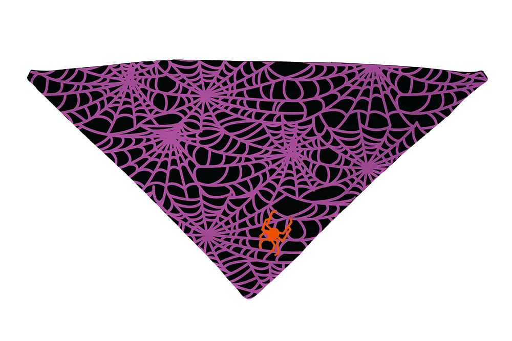 Hot Dog Collars - Spider Web Purple Dog Bandana - Dog Bandana
