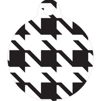 Houndstooth White and Black HD Dog ID Tag
