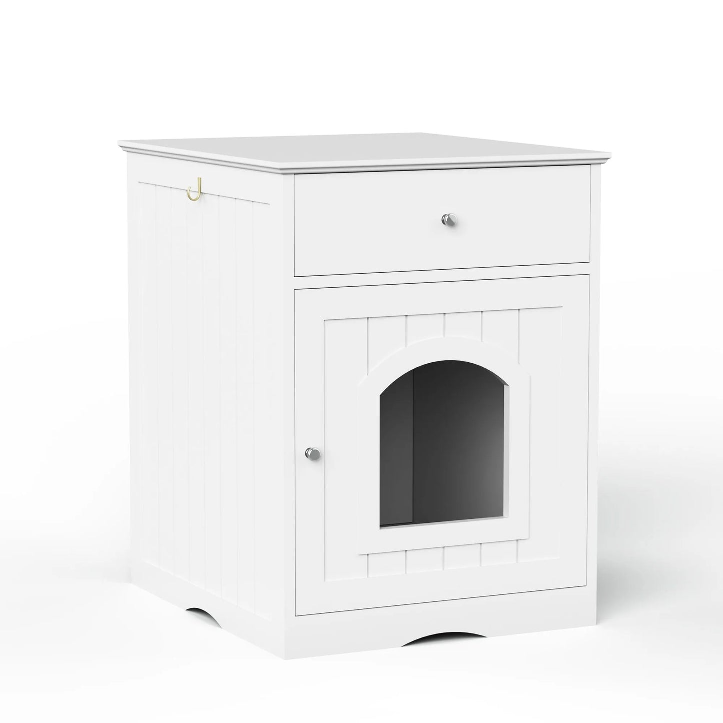 HouseOfZazla - Pet House Cat Litter Box Enclosure With Drawer, Side Table - Litter Boxes