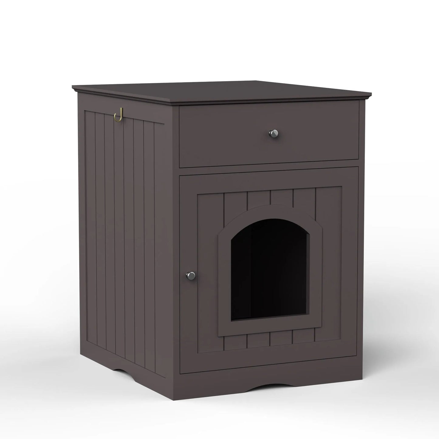 HouseOfZazla - Pet House Cat Litter Box Enclosure With Drawer, Side Table - Litter Boxes