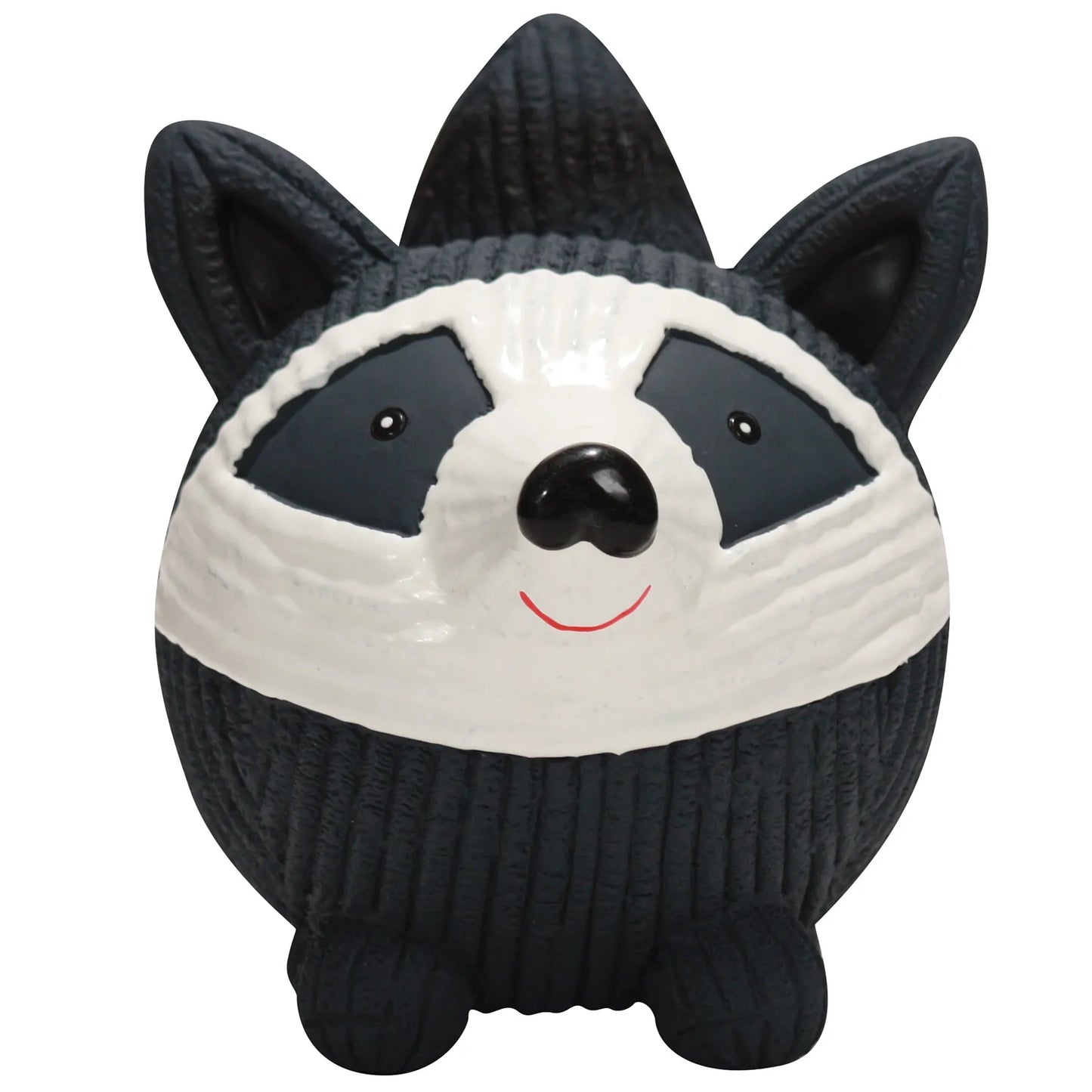 HuggleHounds - Reggie Raccoon Ruff-Tex® Latex Ball Dog Toy, Large - Squeaky Ball Dog Toy