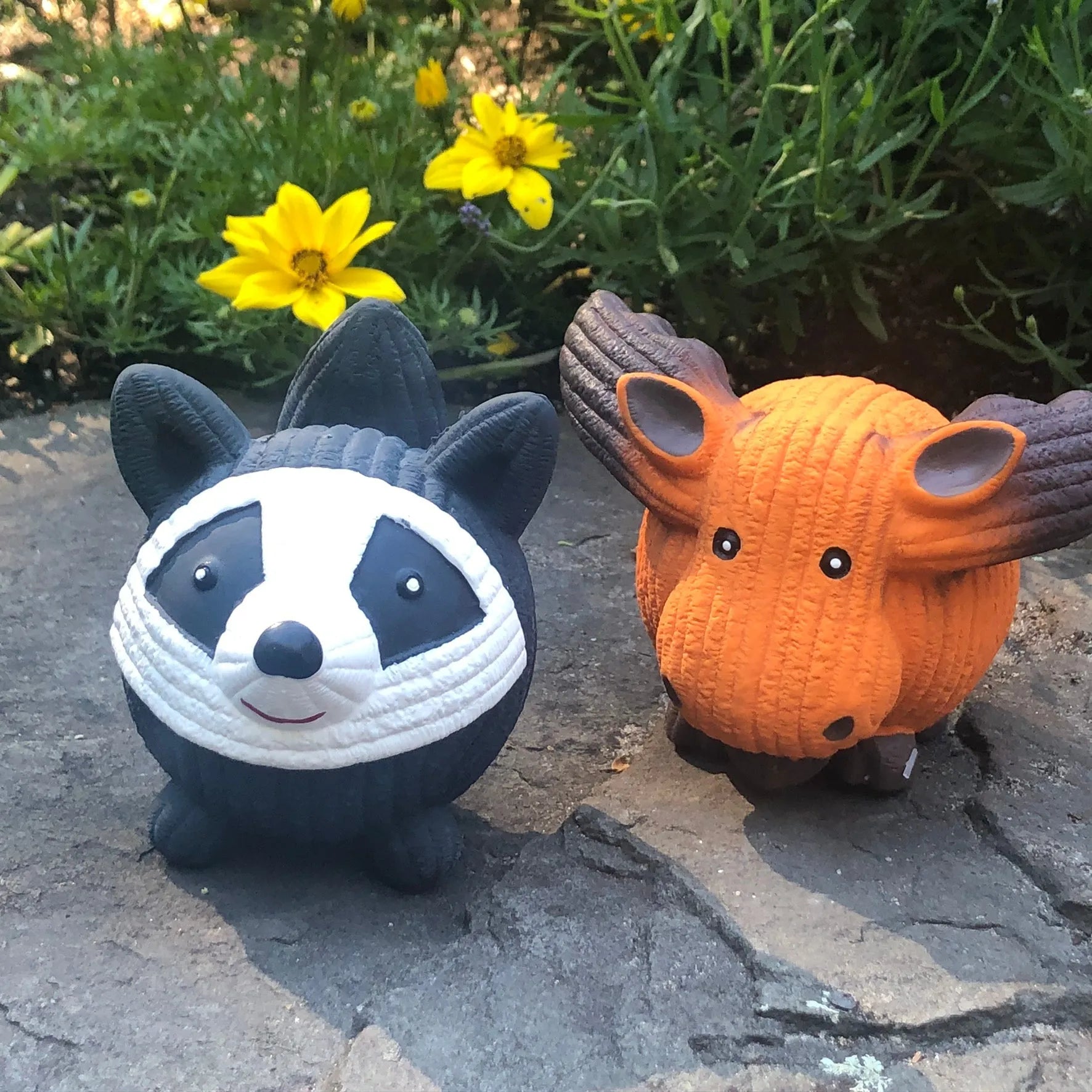 HuggleHounds - Reggie Raccoon Ruff-Tex® Latex Ball Dog Toy, Large - Squeaky Ball Dog Toy