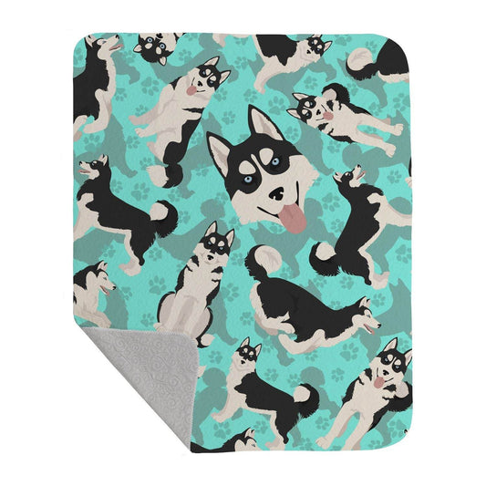 Royal Comfort Blanket with playful husky dog pattern by Purrfect Pet Kingdom, ideal husky lover personalized gifts