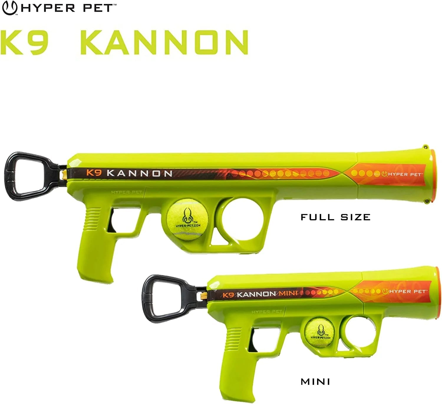 Hyper Pet K9 Kannon automatic tennis ball shooter for pets in full size and mini versions