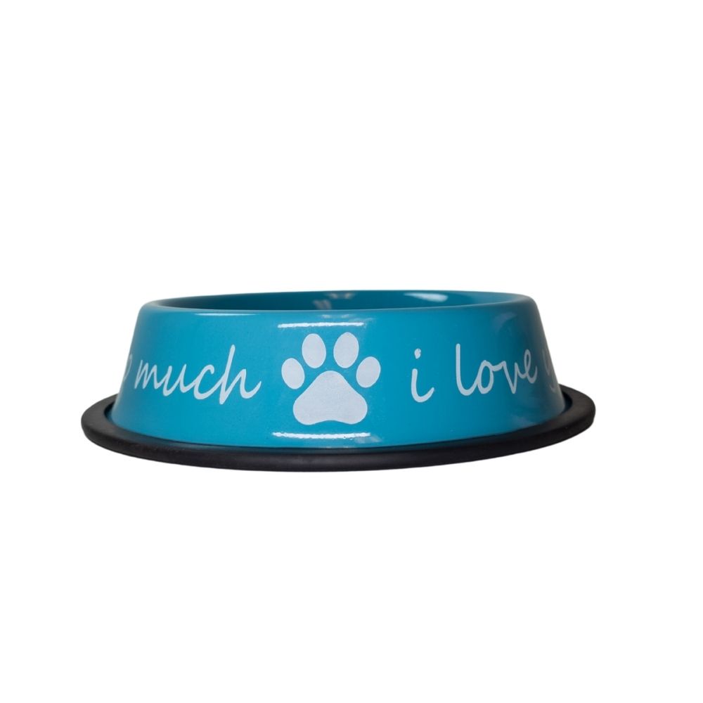 Dog Feeder LOVE YOU SO MUCH Modern Stainless Steel Bowl - gallery product image for dog feeder