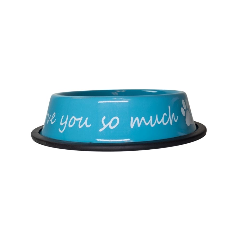 Dog Feeder LOVE YOU SO MUCH Modern Stainless Steel Bowl - gallery product image for dog feeder