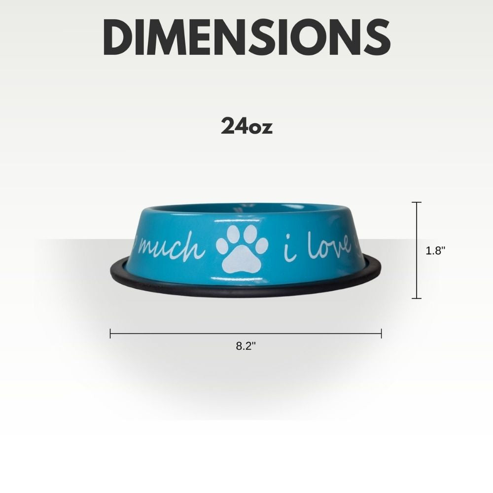 Dog Feeder LOVE YOU SO MUCH Modern Stainless Steel Bowl - gallery product image for dog feeder