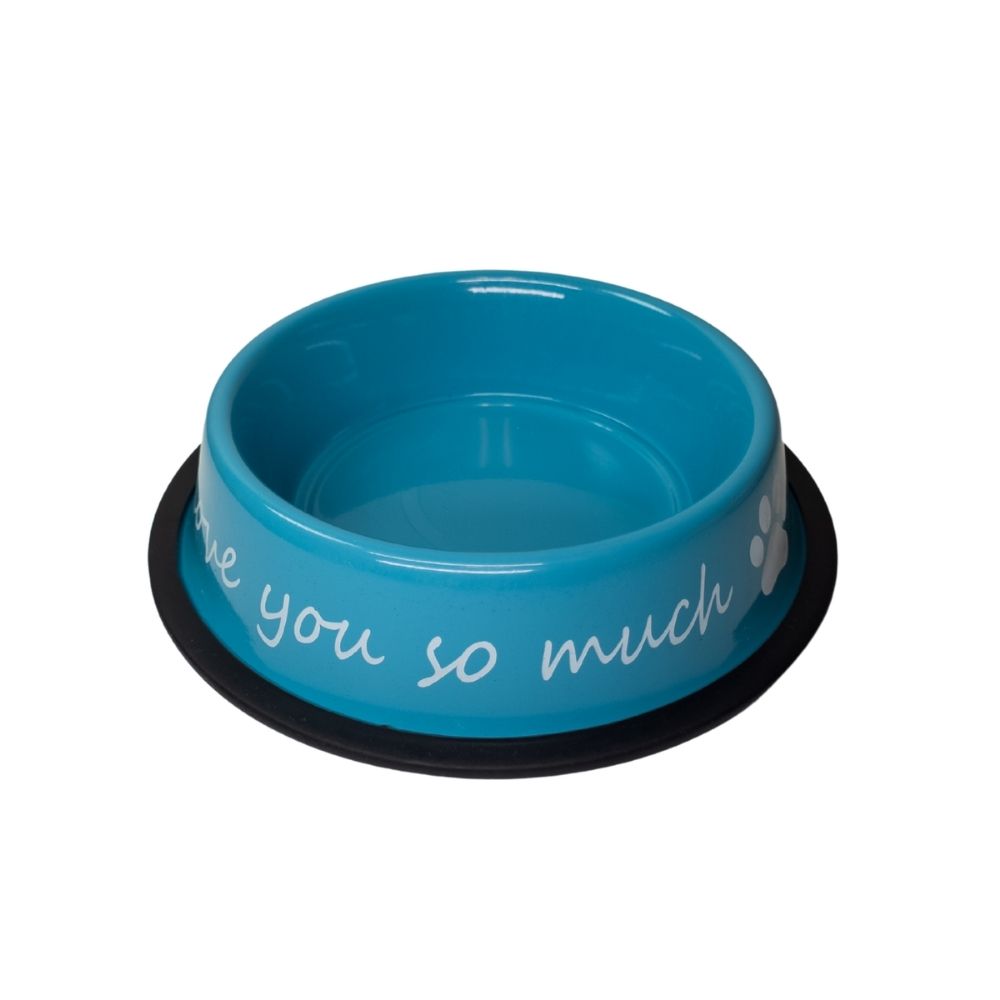 Dog Feeder LOVE YOU SO MUCH Modern Stainless Steel Bowl - gallery product image for dog feeder