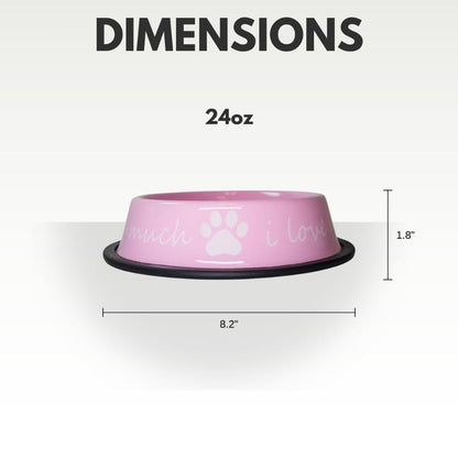 I LOVE YOU SO MUCH Modern Stainless Steel Dog Bowl – 24oz