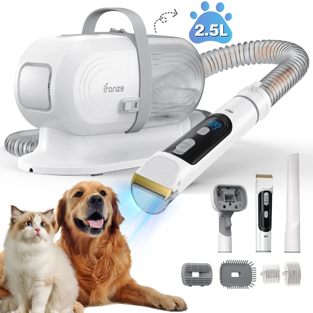 Purrfect Pet Kingdom pet hair vacuum for dogs and cats with attachments for effective grooming and cleaning