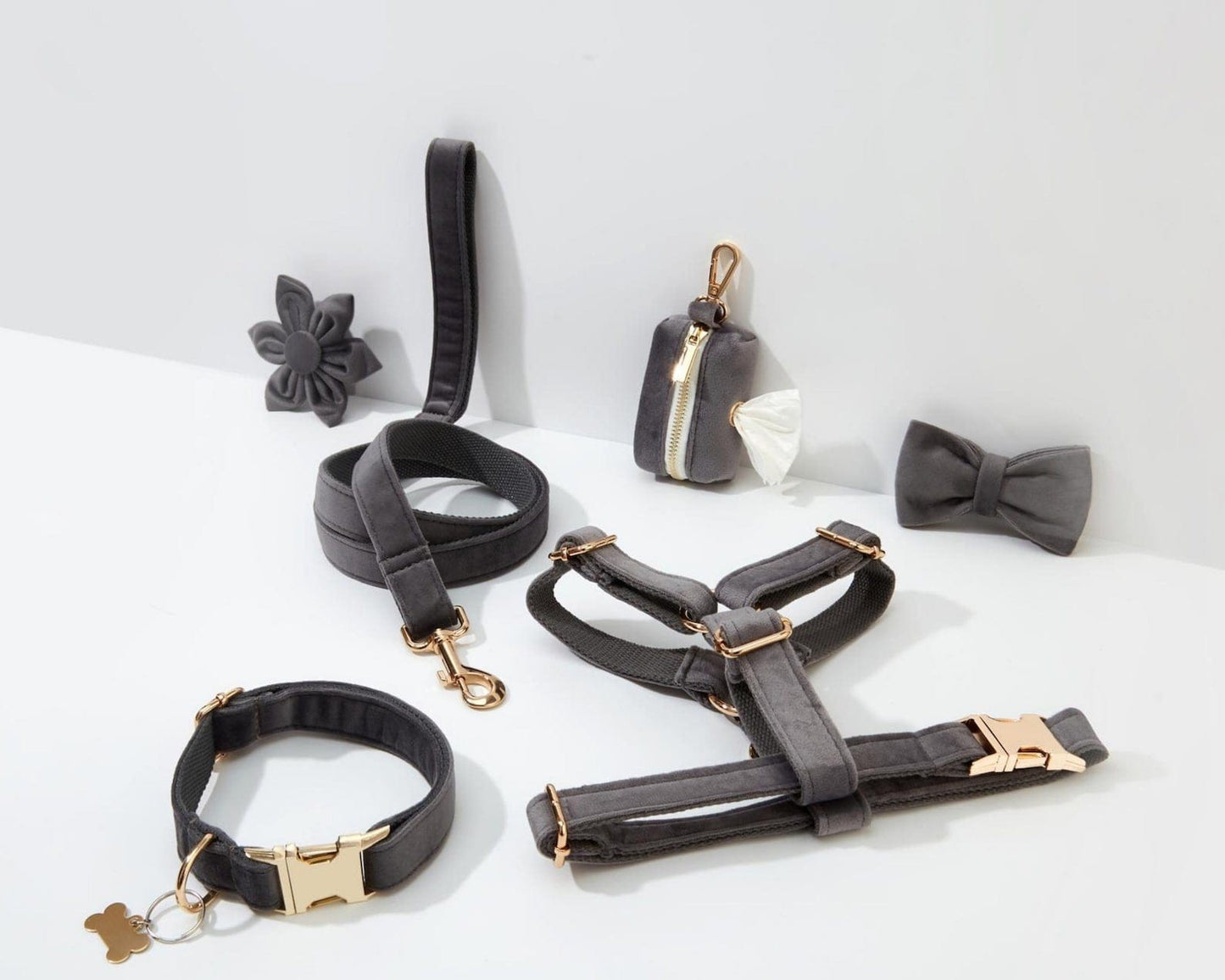 Luxurious Personalized Dark Grey Velvet Bed for Small Pets