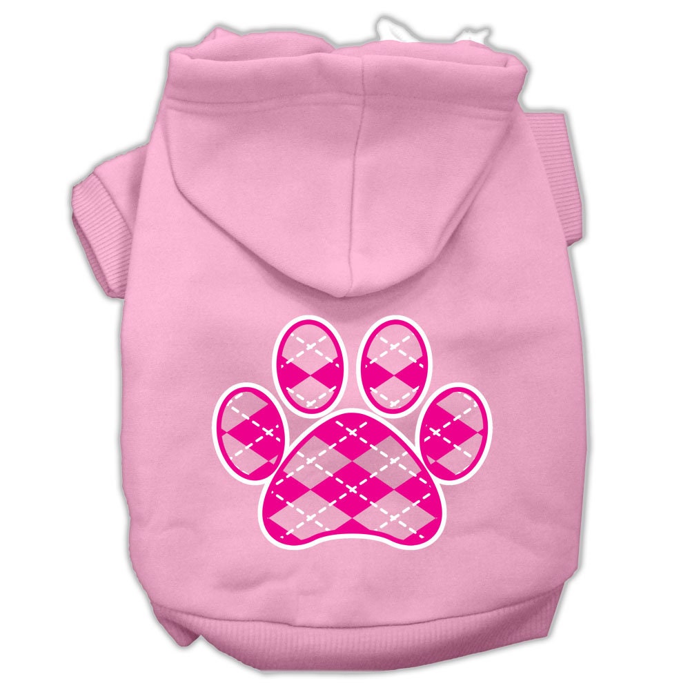Dog Hoodie Pink Argyle Paw for Royal Style and Ease for
