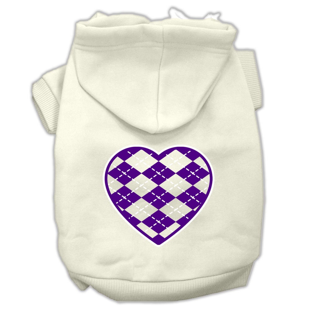 Dog Hoodie Purple Argyle Heart for Royal Style Comfort Fit