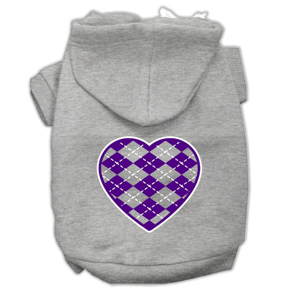 Dog Hoodie Purple Argyle Heart for Royal Style Comfort Fit
