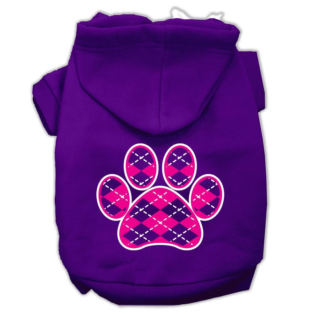 Dog Hoodie Pink Argyle Paw for Royal Style and Ease for