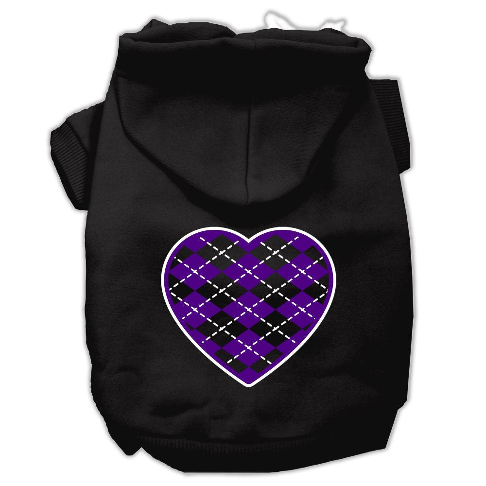 Dog Hoodie Purple Argyle Heart for Royal Style Comfort Fit