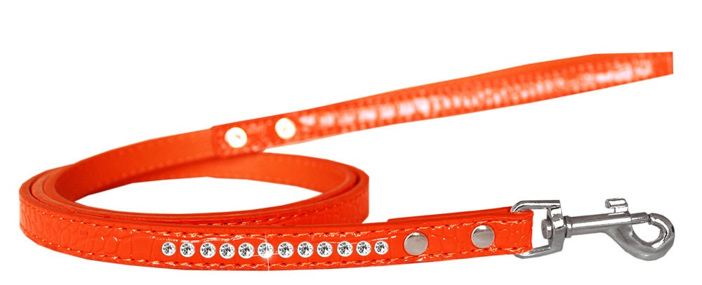 Dog, Puppy & Pet Designer Croc Leash, "One Row Clear Crystal" - WooF WooF MeoW MeoW