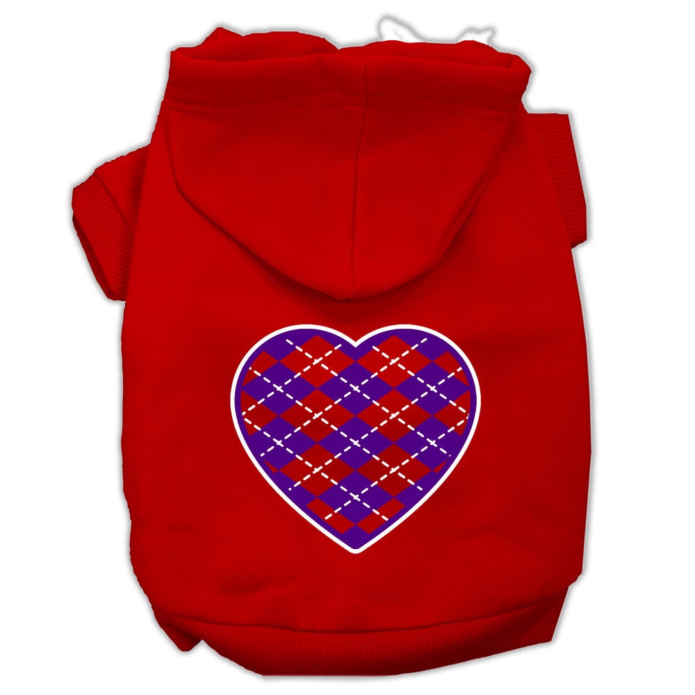 Dog Hoodie Purple Argyle Heart for Royal Style Comfort Fit