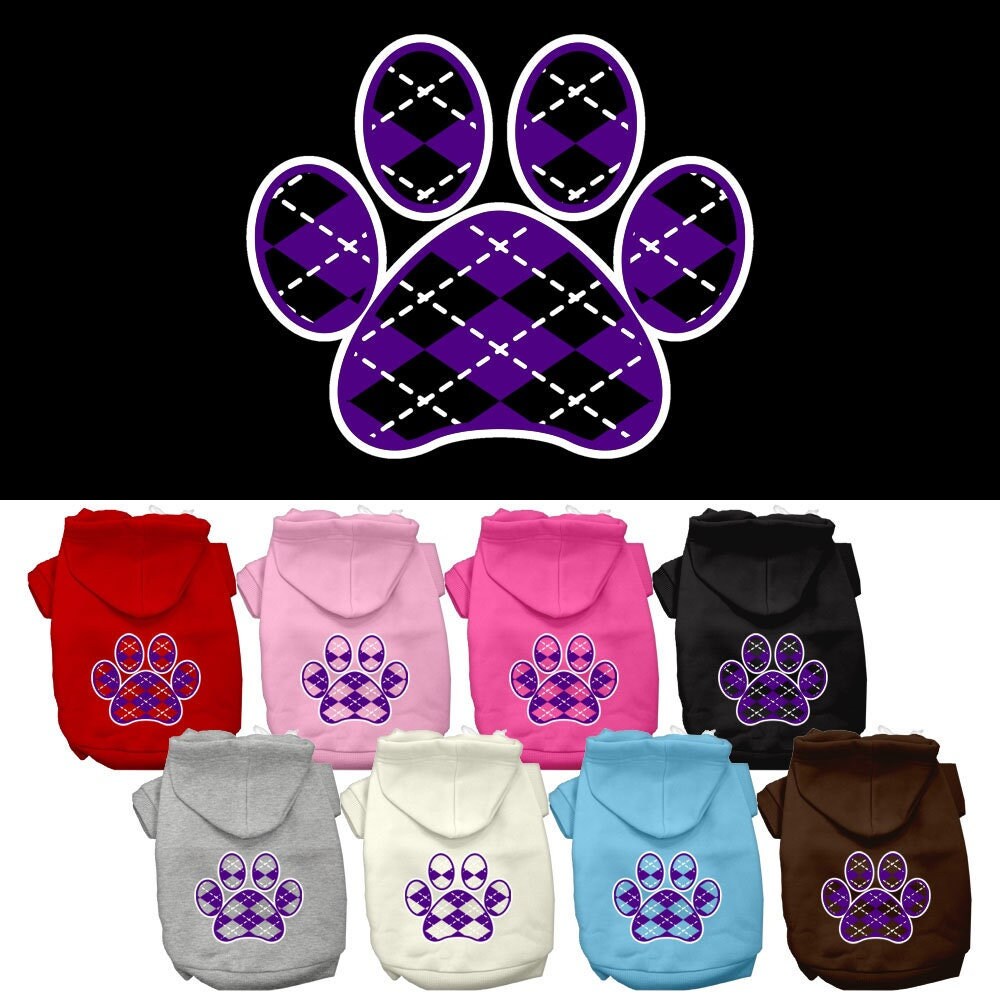 Purrfect Kingdom™ - Purple Argyle Paw Royal Pet Hoodie