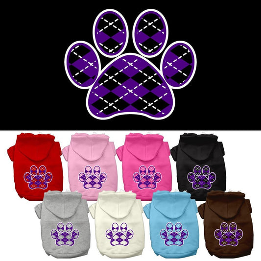 Purrfect Kingdom™ - Purple Argyle Paw Royal Pet Hoodie