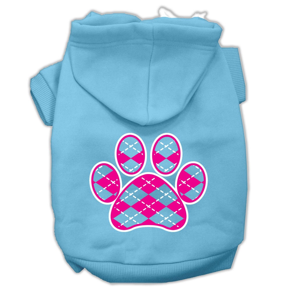 Dog Hoodie Pink Argyle Paw for Royal Style and Ease for