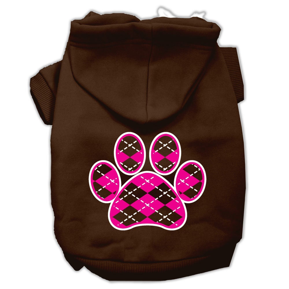 Dog Hoodie Pink Argyle Paw for Royal Style and Ease for