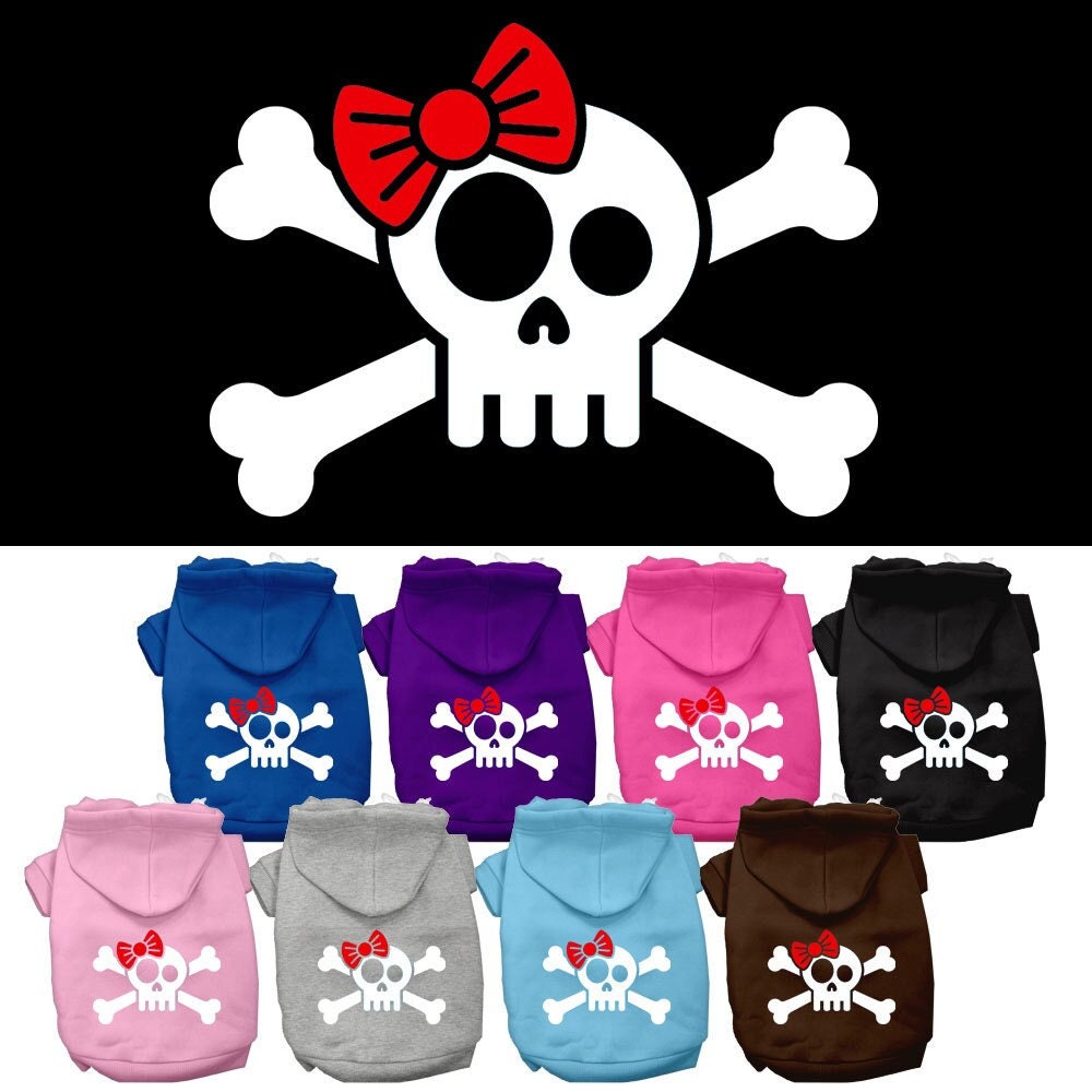 Dog Hoodie Skull and Crossbone Bow for Stylish Comfort Fit