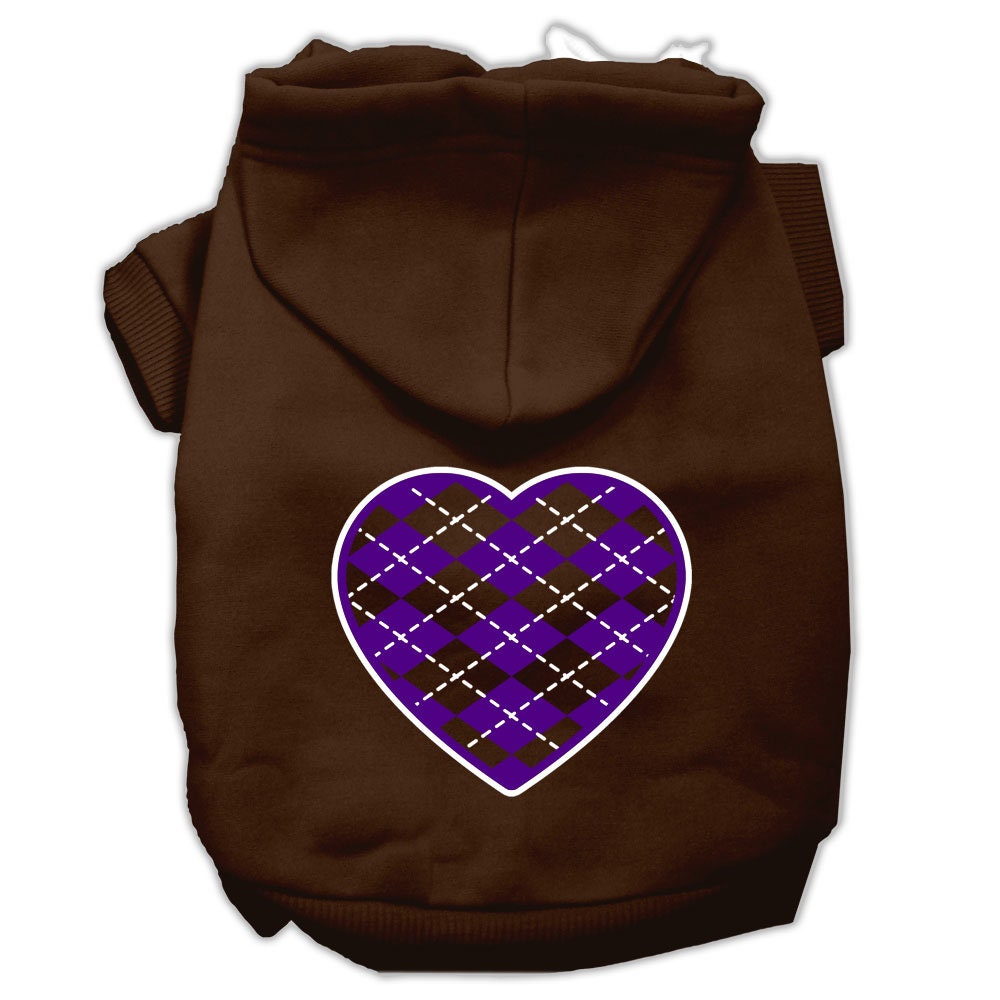 Dog Hoodie Purple Argyle Heart for Royal Style Comfort Fit