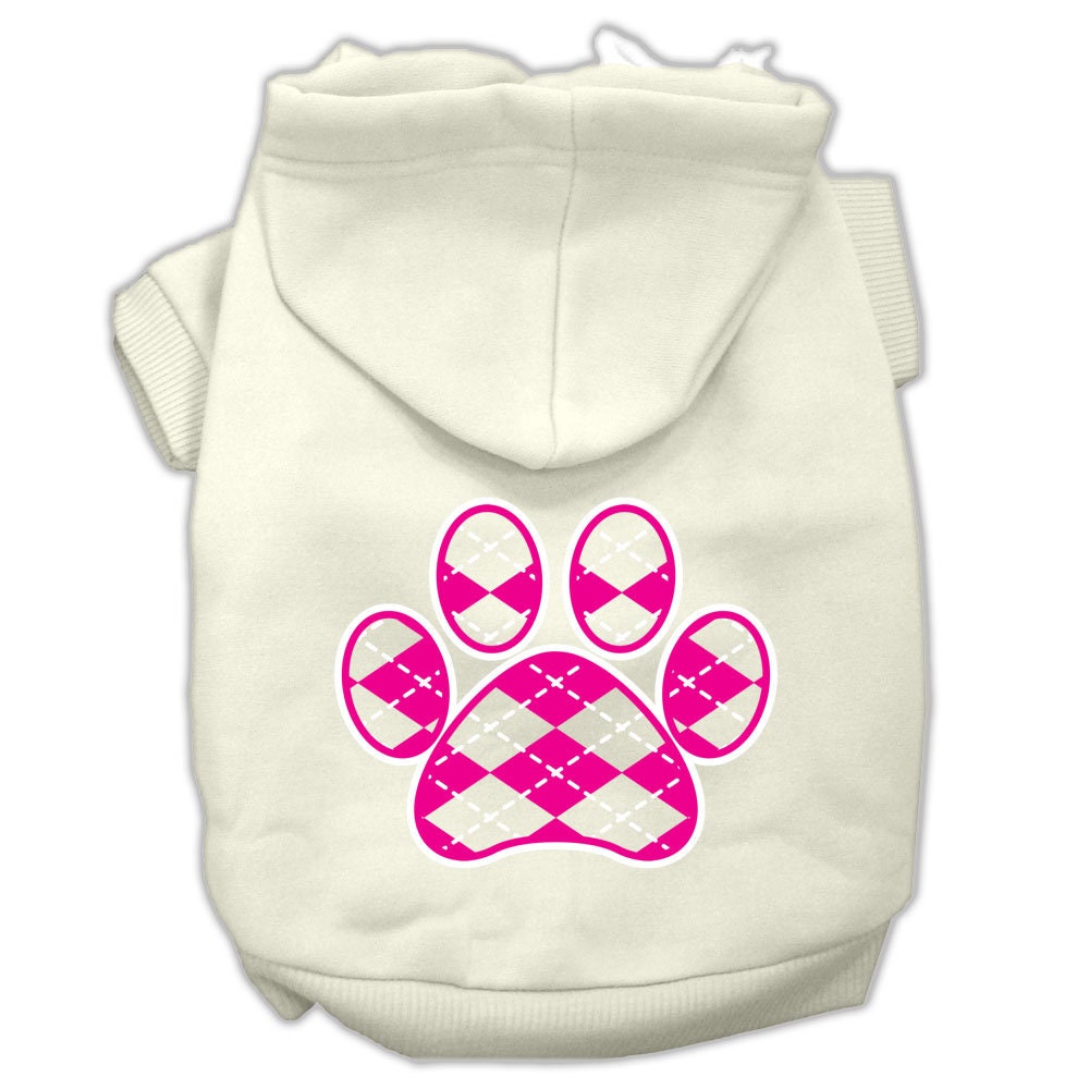 Dog Hoodie Pink Argyle Paw for Royal Style and Ease for