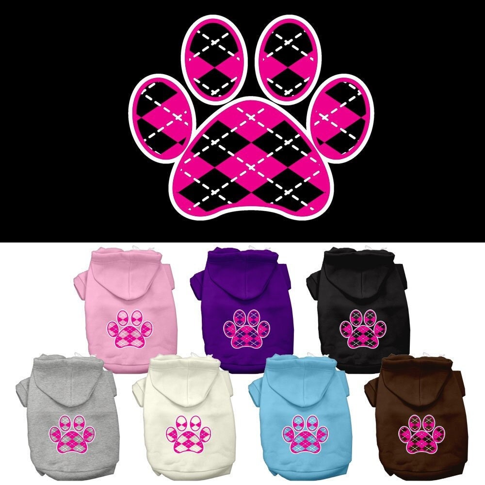 Dog Hoodie Pink Argyle Paw for Royal Style and Ease for