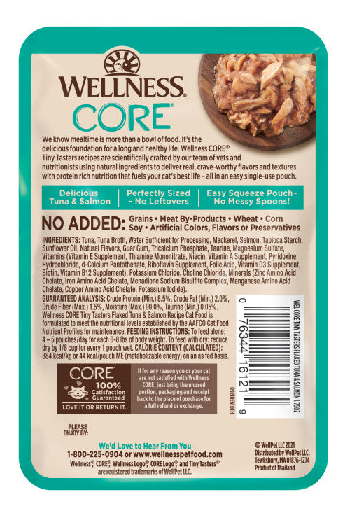 Wellness Core Adult Tiny Taster Flaked Tuna and Salmon Wet Cat Food (1.75oz) - Wellness Wet Cat Food - The Family Pet