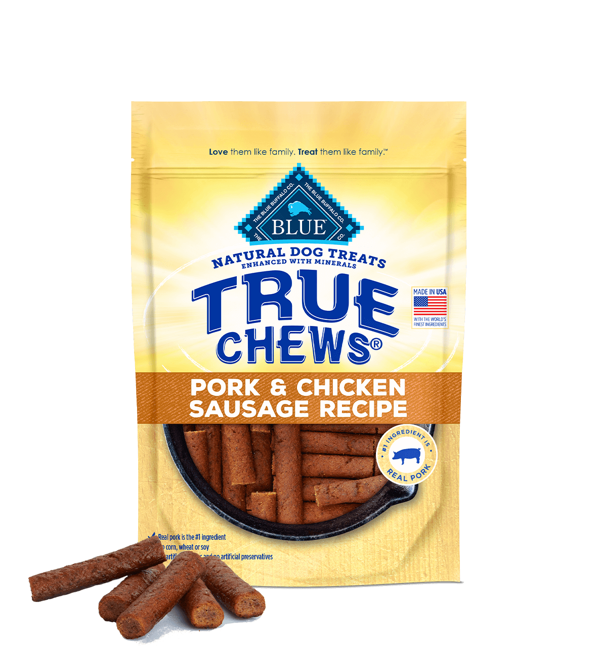 Blue Buffalo True Chews Chicken and Pork Sausage Dog Treats (14oz) - Soft Dog Treats - The Family Pet