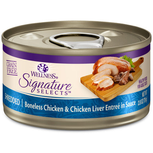 Wellness Core Adult Signature Select Shredded Chicken and Chicken Liver Entree Wet Cat Food (5.3oz) - Wellness Wet Cat Food - The Family Pet