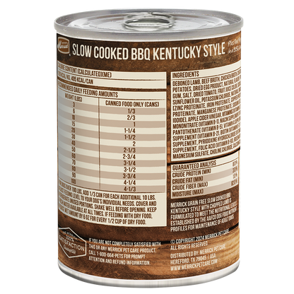 Wet Dog Food Grain Free BBQ Kentucky Lamb 12.7 Oz Merrick ✅