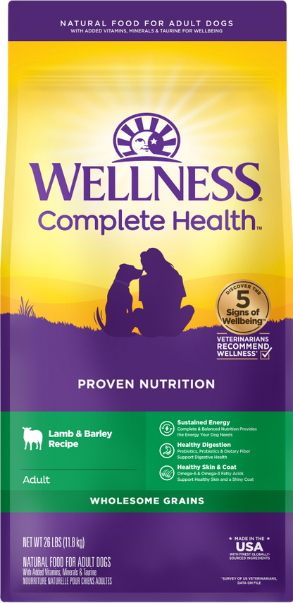 Wellness Complete Health Adult Lamb and Barley Dog Food