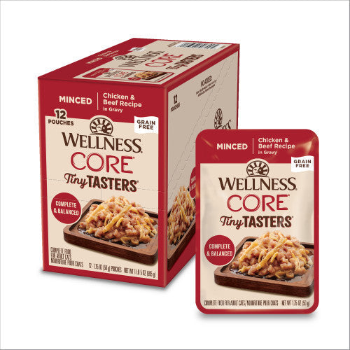 Wellness Core Adult Tiny Taster Minced Chicken and Beef Wet Cat Food (1.75oz) - Wet Cat Food - The Family Pet