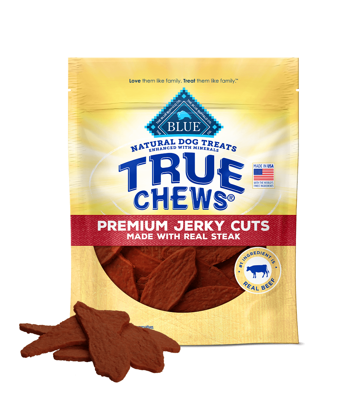 Blue Buffalo True Chews Jerky Cuts Real Steak Dog Treats (10oz) - Blue Buffalo Soft Dog Treats - The Family Pet