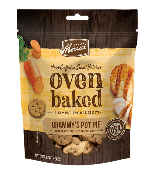 Merrick Oven Baked Chicken Grammy Pot Pie Dog treats (11oz) - Crunchy Dog Treats - The Family Pet
