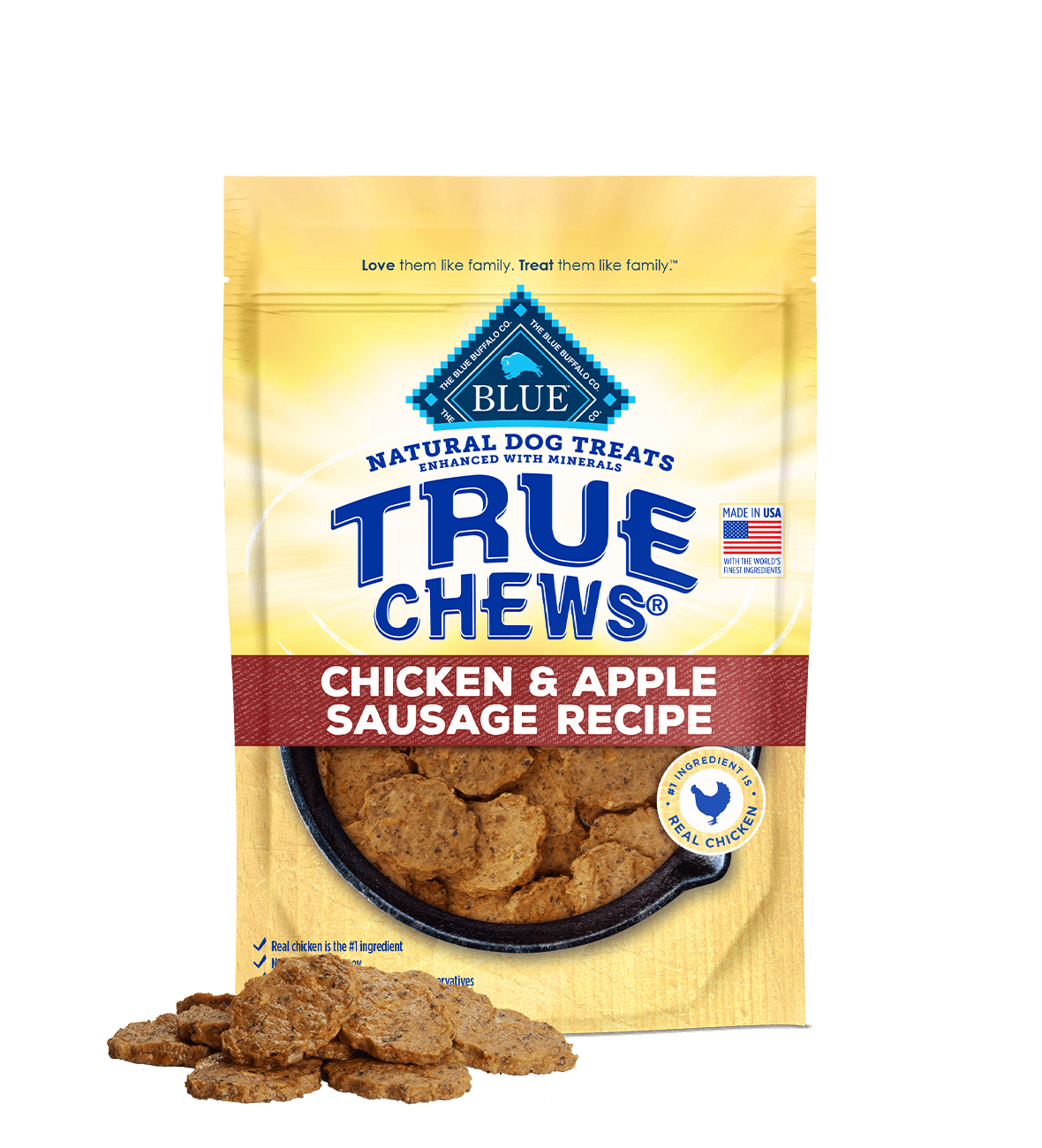 Blue Buffalo True Chews Chicken and Apple Sausage Dog Treats (12oz) - Blue Buffalo Soft Dog Treats - The Family Pet