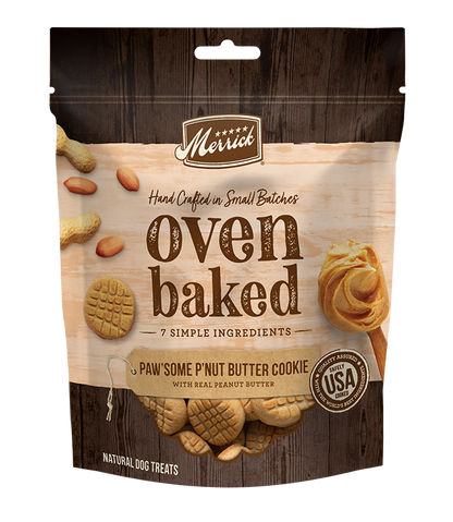 Merrick Oven Baked Paw'some Peanut Butter Dog treats (11oz) - Merrick Dog Treats - The Family Pet